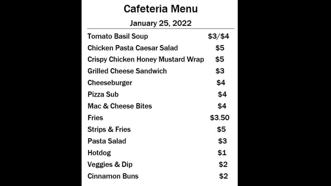 Menu Jan 25 2022